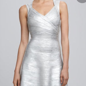 HERVE LEGER dress Dress Nwt - Silver Foil - Mult Sizes available